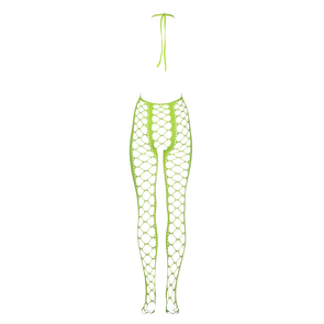 Bodystocking met Halterneck - One Size - Neon Groen