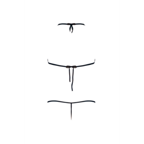 Bh en G-string Set met Bandjes - L/XL - Zwart