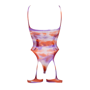 Open-Cup Strappy Teddy en Dazzling Nipple Bling Sticker - One Size