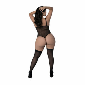 Phoenix - Diamant Gaas Teddy en Kousenband met Kettingen, Ringen en Studs - 2X - Zwart