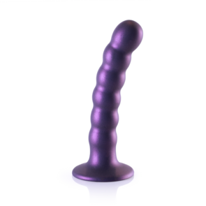 Beaded Silicone G-Spot Dildo - 5'' / 13 cm - Metallic Paars