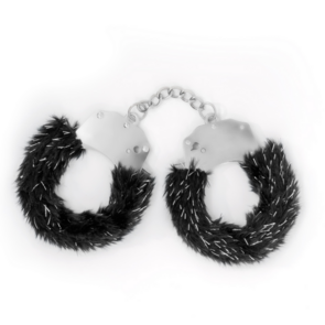 Spangle - Metalen Handboeien met Pluche - Zwart