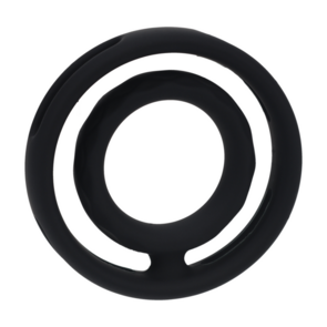 Classic Grooved Silicone Penis- en Ballenring - Zwart