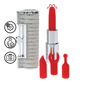 Angel - Lipstick Vibrator with 4 Attachments - Clear