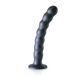 Beaded Silicone G-Spot Dildo - 8'' / 20,5 cm - Gunmetal