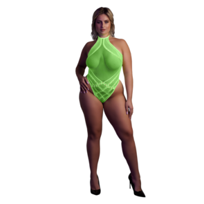Body met Halternek - Plus Size - Neon Groen