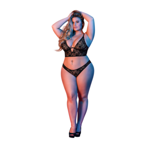 Ondersteunde Bralette en Panty Set - 2X - Zwart