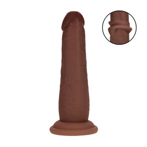 Dual Density Silicone Realistische Sliding Skin Dildo - 6 / 15,5 cm - Bruin
