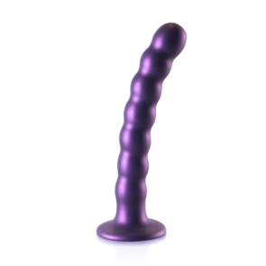 Beaded Silicone G-Spot Dildo - 6,5'' / 16,5 cm - Metallic Paars
