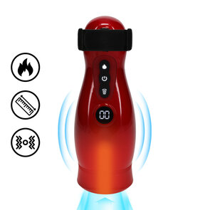 Virtuo - Zuig- en Vibratie Masturbator Pomp met Telefoonbevestiging - Metallic Rood