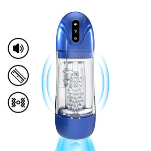SonicPull - Zuig- en Trillingsmasturbator Pomp - Multimedia Verbeterd - Metallic Blauw
