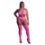 Twee Delige Set met Crop Top en Kousen - Plus Size - Neon Roze