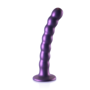 Beaded Silicone G-Spot Dildo - 6,5'' / 16,5 cm - Metallic Paars