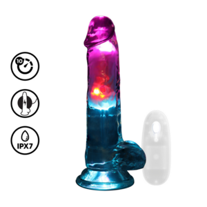 LED Vibrerende Rechte Penis met Ballen - 7 / 18 cm - Transparant