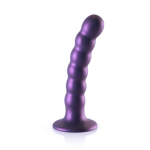 Beaded Silicone G-Spot Dildo - 5'' / 13 cm - Metallic Paars