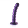 Beaded Silicone G-Spot Dildo - 5'' / 13 cm - Metallic Paars