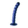 Beaded Silicone G-Spot Dildo - 6,5'' / 16,5 cm - Metallic Blauw