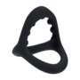 Anillo de silicona para pene y testículos con agarre de cuentas suaves - Negro