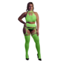 Twee Delige Set met Crop Top en Kousen - Plus Size - Neon Groen