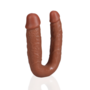 U Vormige Dubbele Dildo 5 / 12,7 cm - Tan