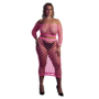 Langemouwen Crop Top en Lange Rok - Plus Size - Neon Roze