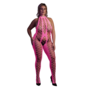 Bodystocking met Halterneck - Plus Size - Neon Roze