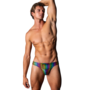 Tanga met Voorzak en Kobalt Cockring - L/XL - Regenboog