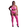 Twee Delige Set met Crop Top en Kousen - Plus Size - Neon Roze