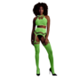 Twee-delige set met crop top en panty - One size - Neon groen