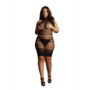 Hoge Kant Hals Net Mini Jurk - Plus Size