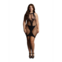 Hoge Hals Net Contrast Mini Jurk - Plus Size