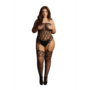 Bandeau, Crotchless Teddy met Kousen - Plus Size