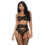 Lace Me Down - Beha, Kousenband en Slip - XL