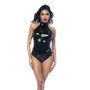 Lace-up Halter Bodysuit - M - Glanzend Zwart