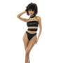 Halter Bodysuit - L - Nude/Zwart