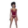 Twee Delige Bustier Set - M - Glanzend Wijnrood