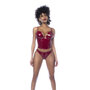 Twee-delige Bustier Set - S - Glanzend Wijnrood