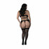 Kira - Open Front Basque met Kousenbanden en String - 2X - Zwart_