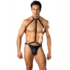 Gladiator - Tanga Bevestigd aan Harnas met Choker - L/XL - Zwart_