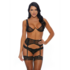 You've Dot My Number Bra, Garter Belt and Panty - XL - Black_