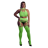 Twee Delige Set met Crop Top en Kousen - Plus Size - Neon Groen_