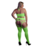 Twee Delige Set met Crop Top en Kousen - Plus Size - Neon Groen_