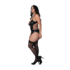 Kira - Open Front Basque met Kousenbanden en String - 2X - Zwart_