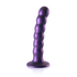 Beaded Silicone G-Spot Dildo - 5'' / 13 cm - Metallic Paars_