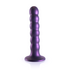 Beaded Silicone G-Spot Dildo - 5'' / 13 cm - Metallic Paars_