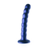 Beaded Silicone G-Spot Dildo - 6,5'' / 16,5 cm - Metallic Blauw_