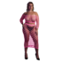 Langemouwen Crop Top en Lange Rok - Plus Size - Neon Roze_