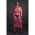 Langemouwen Crop Top en Lange Rok - Plus Size - Neon Roze_