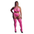 Twee Delige Set met Crop Top en Kousen - Plus Size - Neon Roze_