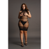 Hoge Kant Hals Net Mini Jurk - Plus Size_